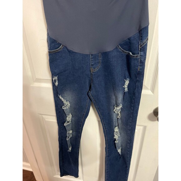 Maacie Over Belly Skinny Ripped Maternity Jeans Size M New With Tags - Picture 6 of 9
